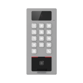 Lector Biometrico con Teclado para Exterior Antivandálico IP65 & IK09 con función de Videoportero Multiapartamento /  Huella, Tarjeta, Código QR, PIN o App HikConnect  / Cámara 2 MP compatible con NVRs / Soporta biom