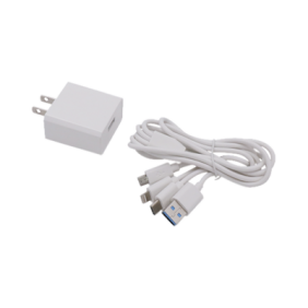 Cargador de pared USB de 5 Vcc 2A / Multi-puertos / USB-C / Micro USB / Tipo C / Lightning (iPhone) / Extensión de cable 1.2 metros