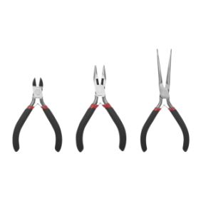 Juego de 3 Mini Pinzas de Corte de 5". Incluye: Pinza de Punta Redonda, Diagonal y Punta de Aguja.