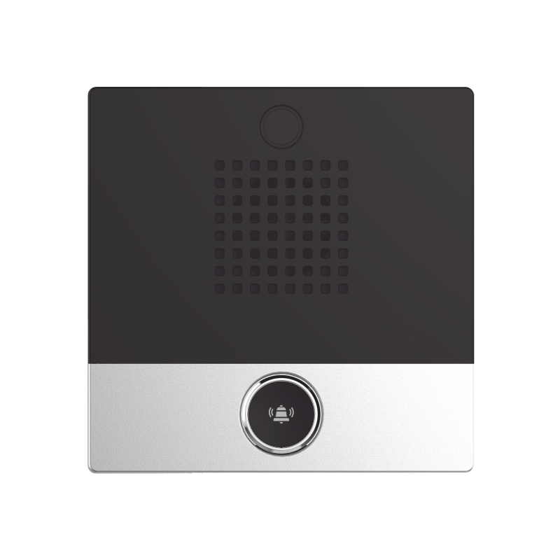 Mini Intercomunicador para hotelería y hospitales, con diseño elegante, PoE, 1 botón, 1 relevador integrado de salida y
