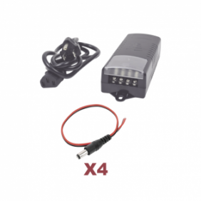 Kit con fuente EPCOM con salida de 12 Vcc a 5 Amper con 4 salidas / Incluye