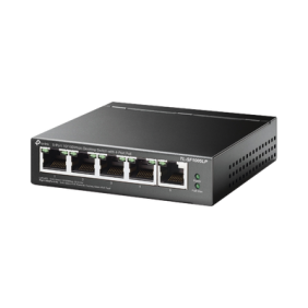 Switch PoE No Administrable de Escritorio / 5 puertos 10/100 Mbps / 4 puertos PoE af / Presupuesto 41 W / Modo extensor PoE hasta 250 metros / Calidad video prioritaria