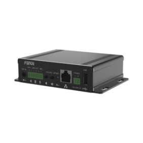Gateway para Voceo IP/SIP,  Entrada de audio (3.5mm), salida de amplificador integrado de hasta 30W, puerto USB (reproducción