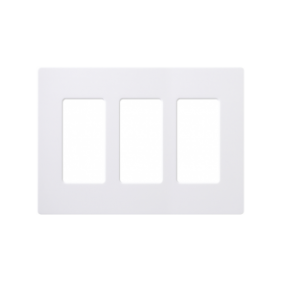 Placa de pared 3 espacios, color blanco, para atenuador (dimmer), switch ó control remoto PICO