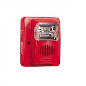 Sirena Estrobo, 12/24 Vcd, Multi Candela, Montaje En Pared, Color Rojo, Serie HE (0500-06020)