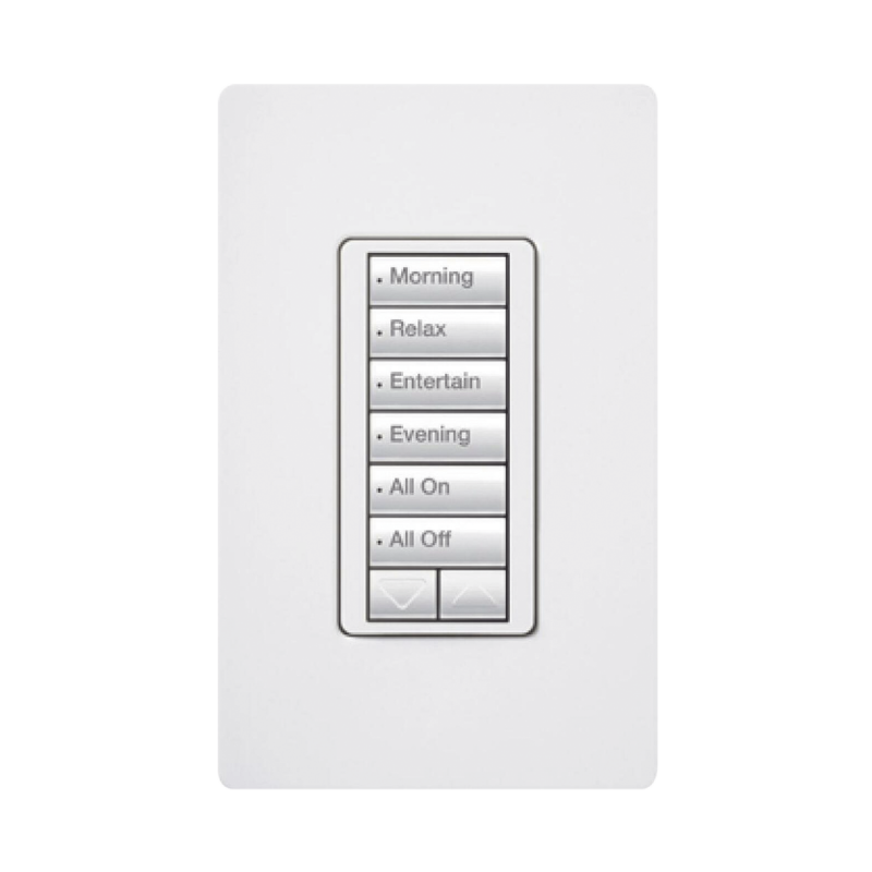 (RadioRA2) Teclado Seetouch Hibrido 6 botones, 2 botones subir/bajar, programe escenas diferentes en cada botón,puede instalarse en un interruptor de luz.