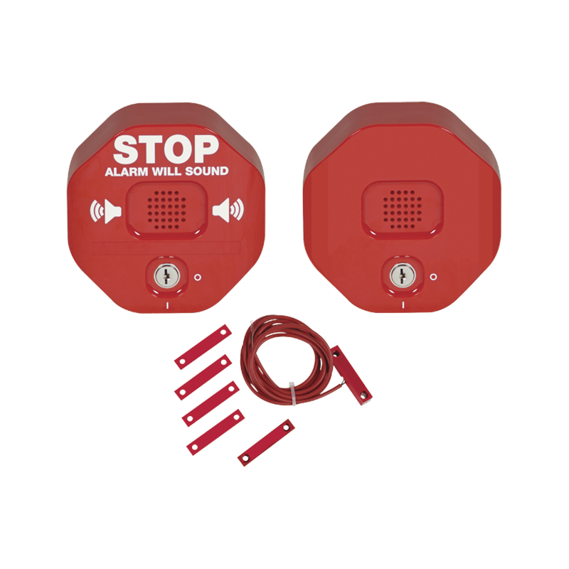 Alarma multifunción Exit Stopper® con bocina remota, para puertas dobles 