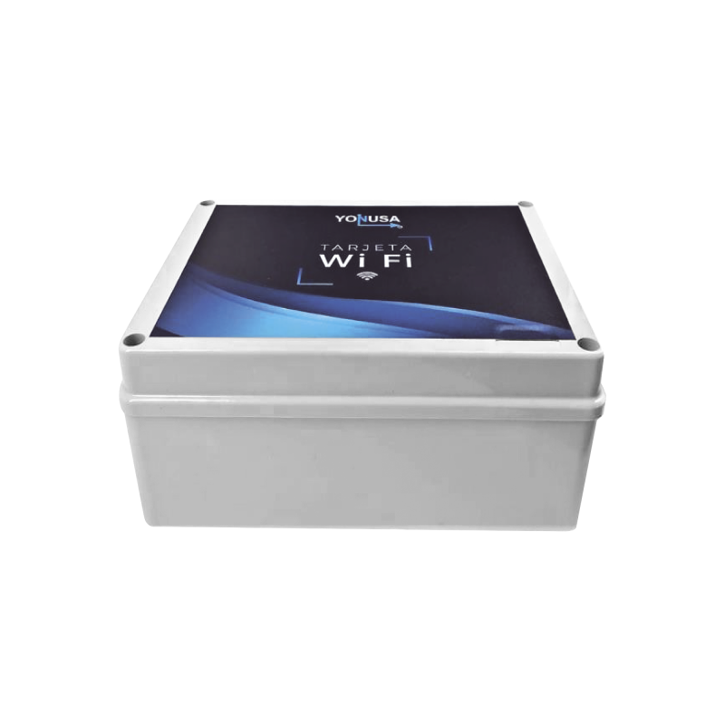 Modulo WIFI LITE con gabinete para uso en Energizadores YONUSA / Aplicación sin costo / Botón de Pánico/ 1 Salida Propósito General