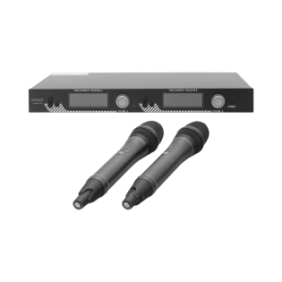 Kit de Microfonía inalámbrico | 2 Micrófonos de mano | Receptor UHF | Pantalla LCD | 200 Canales | Gran