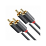 Cable de Audio 2 RCA Macho a 2 RCA Macho / 3 Metros / Color Negro / Alta Calidad /Anillos de goma para asegurar un agarre firme