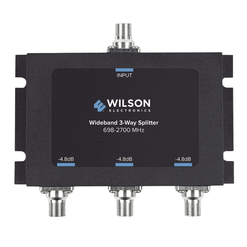 Divisor de potencia de 3 vías para la distribución de señal a tres antenas de servicio | 4.8 dB de pérdida por puerto | Conectores F hembra