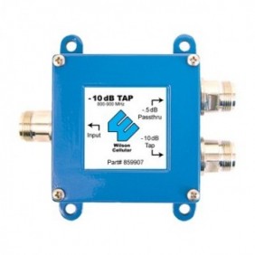 Separador TAP -10 dB con rango de frecuencia de 700 a 2500 MHz. Ideal para separar la antenas a diferentes longitudes de cable