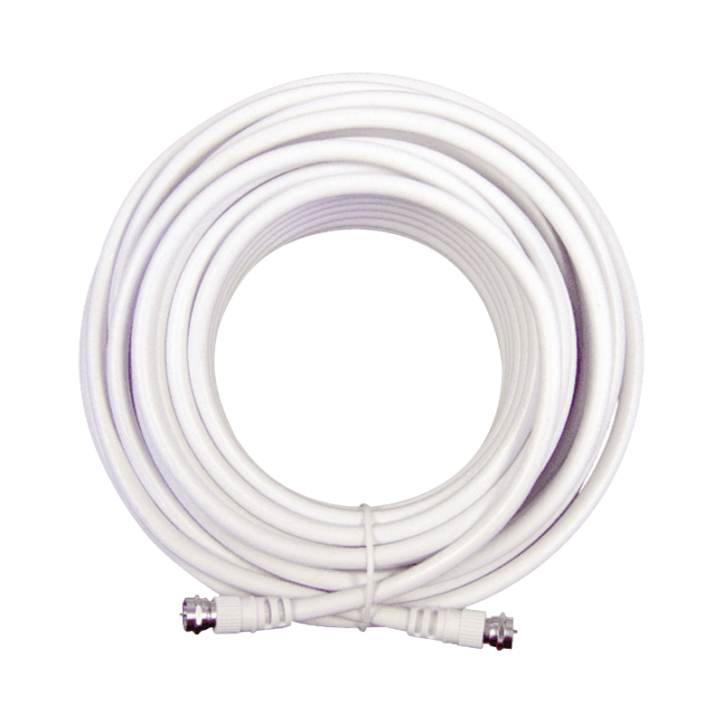 Jumper Coaxial con Cable Tipo RG-6 en Color Blanco de 6.09 Metros de Longitud y Conectores F Macho en Ambos Extremos. 75 Ohm de Impedancia.