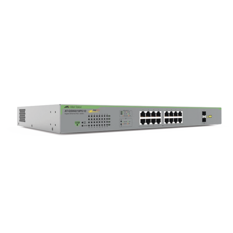 Switch PoE+ Gigabit WebSmart de 16 puertos 10/100/1000 Mbps (2 x Combo) + 2 puertos gigabit SFP (Combo), 185