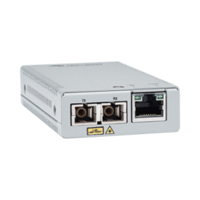Convertidor de medios Gigabit Ethernet a fibra óptica, conector SC, multimodo (MMF), distancia de 220 hasta 500 m, con fuente