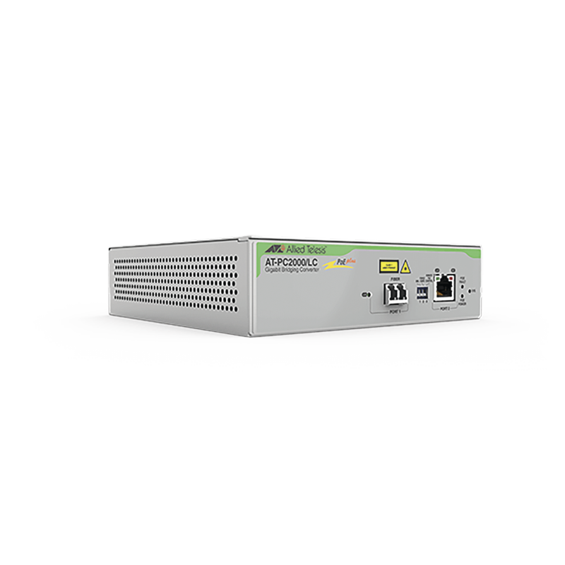 Convertidor de medios Gigabit Ethernet PoE+ a fibra óptica, conector LC, multimodo (MMF), distancia hasta 550