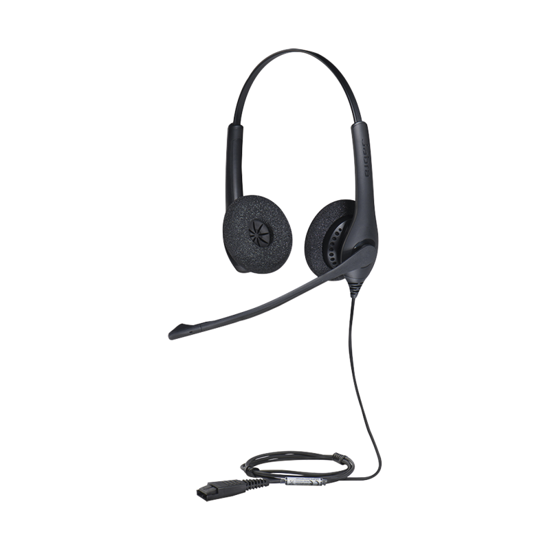 Jabra Biz 1500 Duo, auricular profesional con cancelación de ruido, ideal para contact center con conexión QD