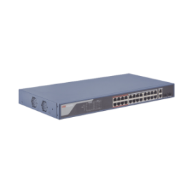 Smart Switch PoE+ Administrable / 24 puertos 10/100 Mbps PoE+ (hasta 300 m) + 2 puertos 10/100/1000Mbps + 2 Puertos SFP Uplink