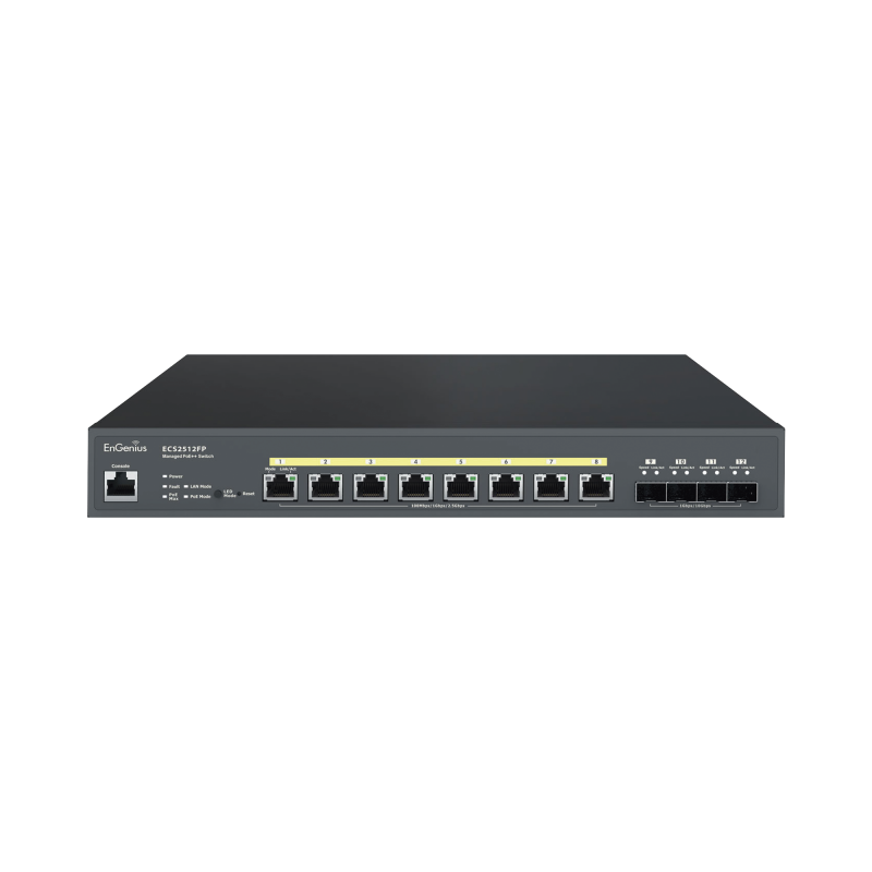 Switch PoE ++ Administrable en Nube Capa 2  de 8 puertos PoE  de 2.5 Gbps, Hasta 240 W, 4 puertos de SFP 