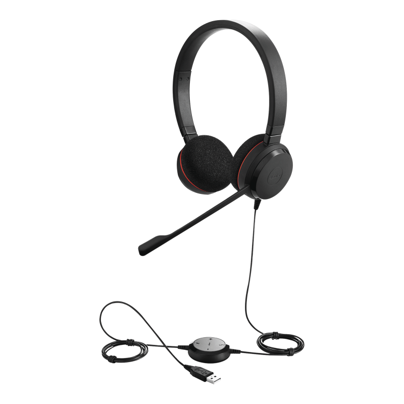 Jabra Evolve 20 DUO con conexión USB, micrófono con cancelación de ruido de ultima generación, configuración Plug and Play (4999-829-209) 