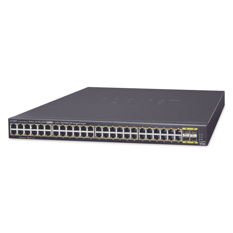 Switch Administrable de 48-Puertos 10/100/1000T 802.3at PoE + 4-Puertos 100/1000BASE-X SFP / 440W