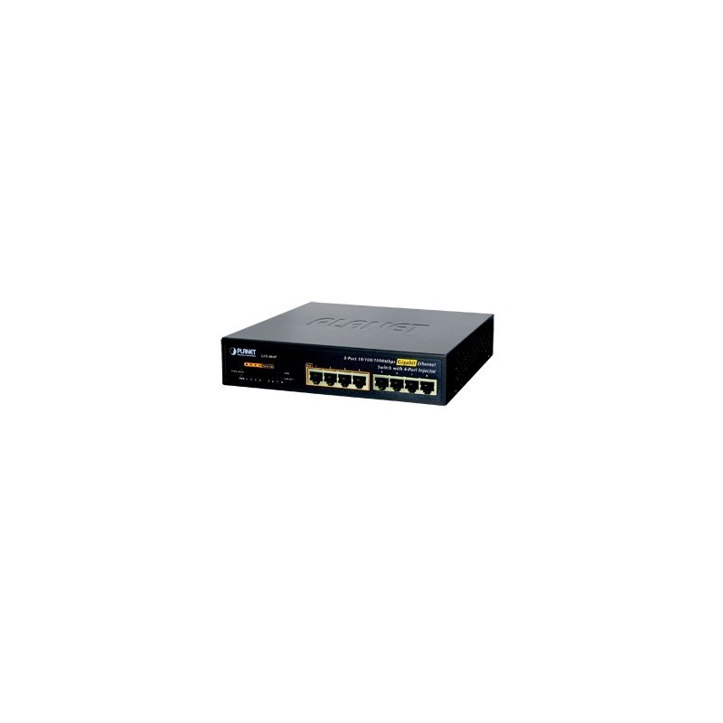 Switch PoE no Administrable, 8 Puertos 10/100/1000 Mbps con 4 Puertos PoE 802.3af/at, Modo Extender Hasta 250 mts