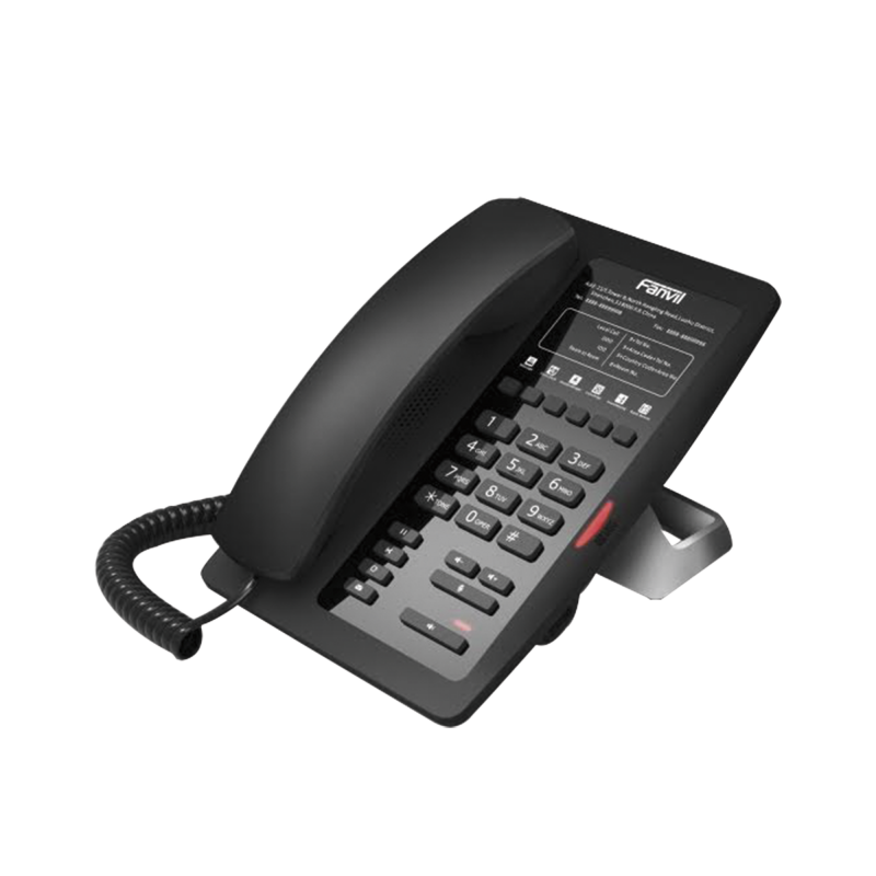 Teléfono IP para Hotelería, profesional con 6 teclas programables para servicio rápido (Hotline), plantilla personalizable con PoE 