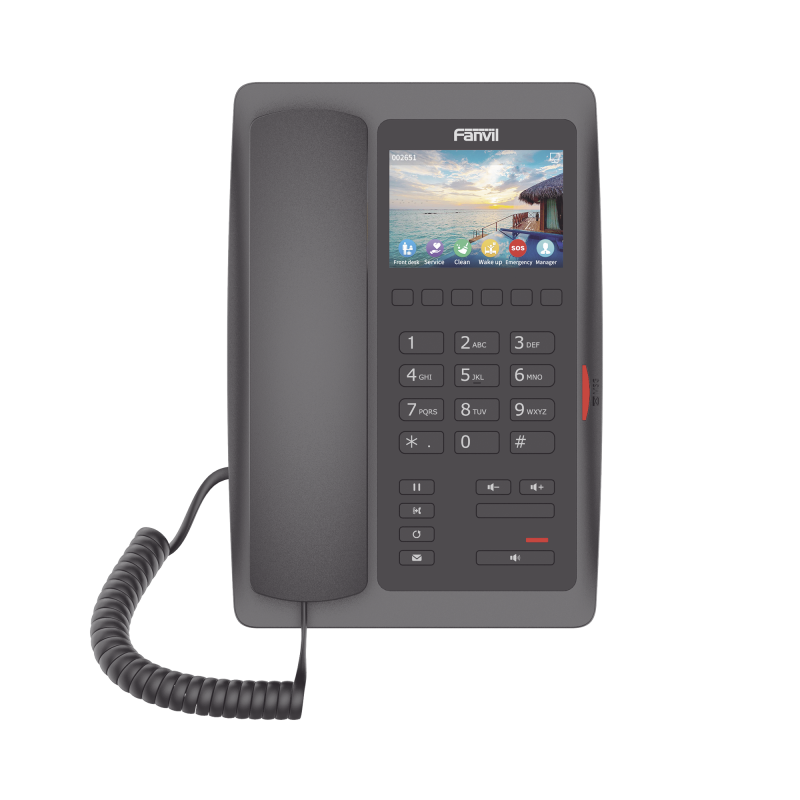 (H5W Color Negro)Teléfono IP WiFi para Hotelería, profesional de gama alta con pantalla LCD de 3.5 pulgadas a color, 6 teclas programables para servicio rápido (Hotline) PoE 