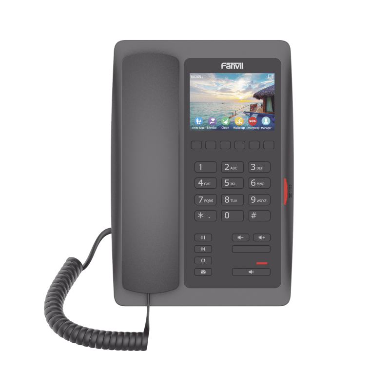 (H5W Color Negro)Teléfono IP WiFi para Hotelería, profesional de gama alta con pantalla LCD de 3.5 pulgadas a color, 6 teclas