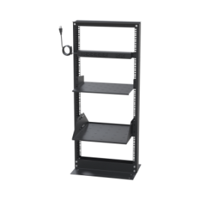 Kit de Rack Estándar 19", 24 UR con 2 Charolas  y PDU (8 tomas). Ideal para UPS y Servidores tipo Torre.