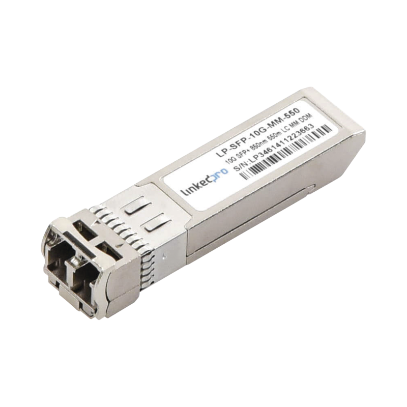 Transceptor SFP+ (Mini-Gbic) / Multimodo / 10 Gbps de velocidad / Conectores LC Dúplex / Hasta 550 m de