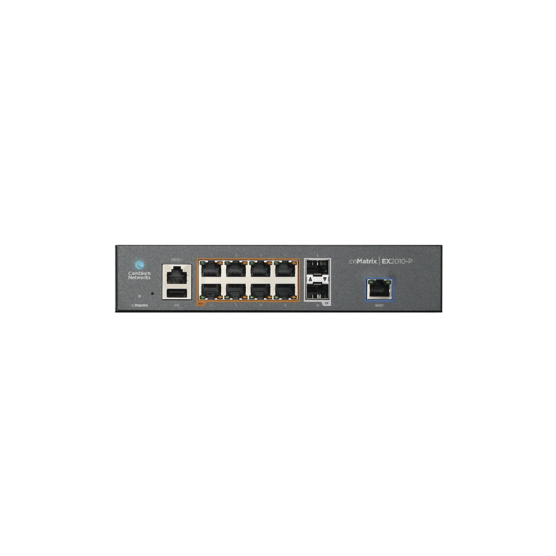 Switch cnMatrix EX2010-P capa 3 de 10 puertos(8 PoE Gigabit 802.3af/at, 2 SFP, 1 consola, 1 MNGMT, 1 USB)  administración desde la Nube (MX-EX2010PXA-U)