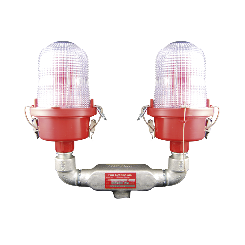 Lámpara de Obstrucción Roja Certificada/ Luz Fija Tipo L-810 Doble LED/ 120 - 240 Vca/ Luz Infraroja