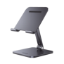 Soporte de Aluminio para IPad & Tablet | Plegable |Angulo Ajustable de 180° y 270° | Base Antideslizante | Protección  de Silicona | Amplia Compatibilidad con dispositivos de 7.9'' a 12.9'' | Aluminio Solido | Color Gris