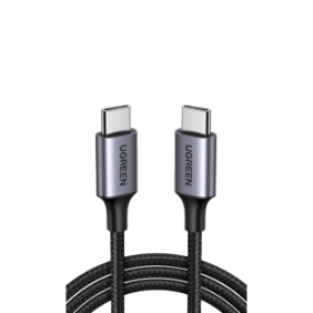 Cable USB-C a USB-C | 2 Metros | Transferencia de datos de 480 Mbps | Carga Rápida de hasta 60W | QC 4.0/3.0/2.0 | PD3.0 | FPC | AFC | Protección Integrada | Caja de Aluminio | Nylon Trenzado | Color Negro.