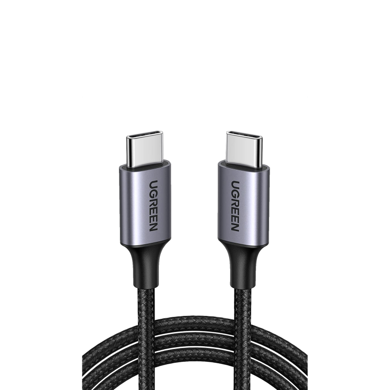 Cable USB-C a USB-C | 2 Metros | Transferencia de datos de 480 Mbps | Carga Rápida de hasta 60W | QC 4.0/3.0/2.0 | PD3.0 | FPC | AFC | Protección Integrada | Caja de Aluminio | Nylon Trenzado | Color Negro.