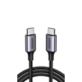 Cable USB-C a USB-C | 2 Metros | Transferencia de datos de 480 Mbps | Carga Rápida de hasta 60W | QC 4.0/3.0/2.0 | PD3.0 | FPC | AFC | Protección Integrada | Caja de Aluminio | Nylon Trenzado | Color Negro.