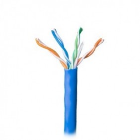 Bobina de cable par trenzado nivel 5 (CAT 5e), CMR, de color azul, de 4 pares de conductores