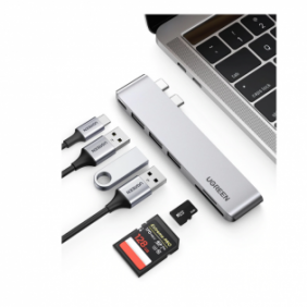 HUB USB-C (Thunderbolt 3) Multifuncional para MacBook Pro/Air / 3 Puertos USB3.0 + Memoria SD+TF (Uso Simultáneo) + 1 USB-C (PD