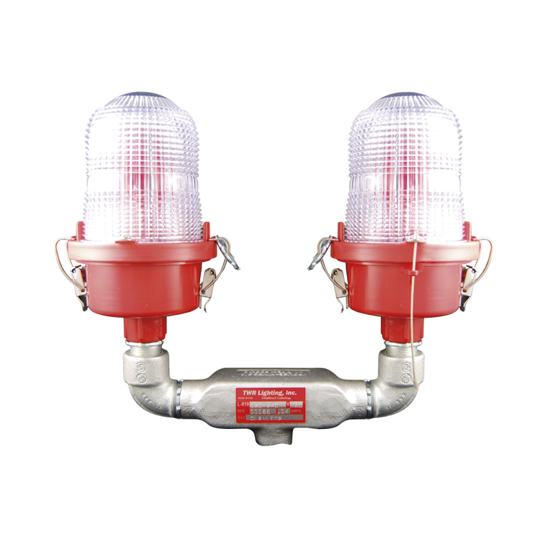 Lámpara de Obstrucción Roja Certificada/ Luz Fija Tipo L-810 Doble LED/ 120 - 240 Vca/ Luz