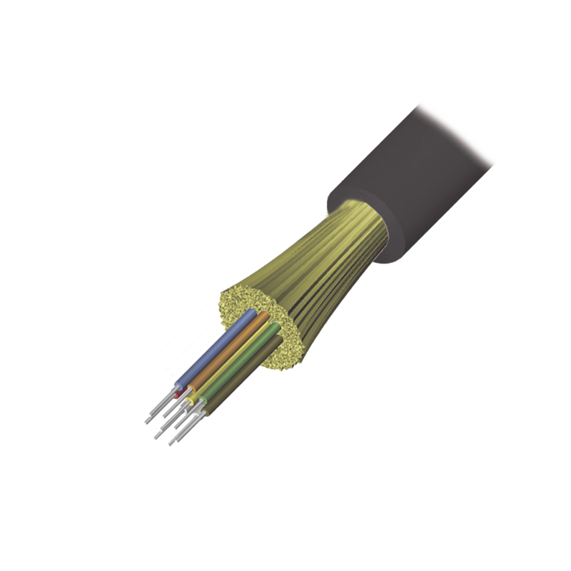 Cable de Fibra Óptica de 6 hilos, Interior/Exterior, Tight Buffer, No Conductiva (Dieléctrica), LS0H, Multimodo OM4 50/125