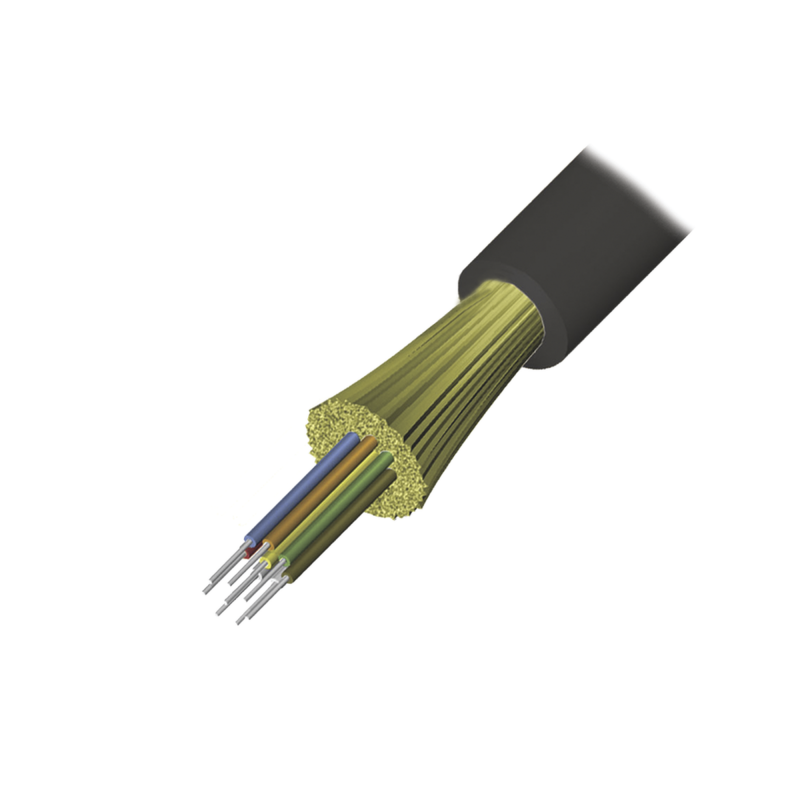 Cable de Fibra Óptica de 12 hilos, Interior/Exterior, Tight Buffer, No Conductiva (Dieléctrica), LS0H, Multimodo OM4 50/125