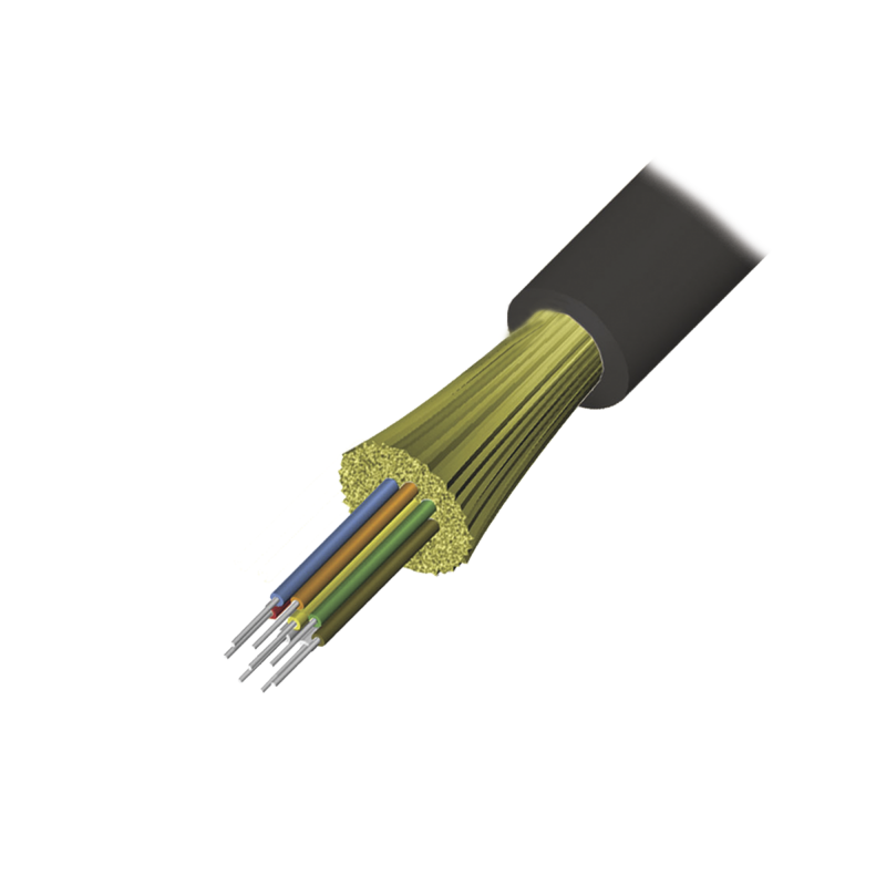 Cable de Fibra Óptica de 12 hilos, Interior/Exterior, Tight Buffer, No Conductiva (Dielectrica), Riser, Multimodo OM3 50/125 optimizada, 1 Metro