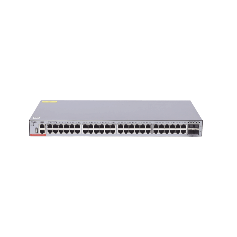 Switch Administrable Capa 3 con 48 puertos Gigabit + 4 SFP+ para fibra 10Gb, gestión gratuita desde la nube.