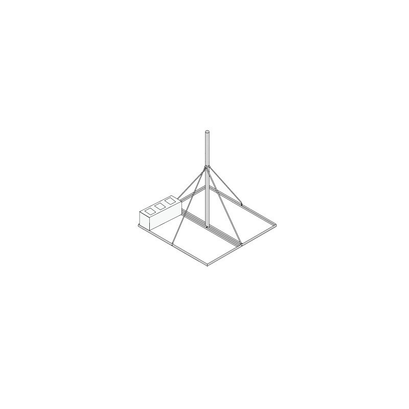 Base No Penetrante Base de 0.9 x 0.9 m con Mástil de 1.5 m x 2" diam. Ced.30 para Instalación de Antenas (HOT-DIP).