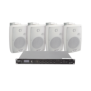 KIT de Amplificador de Audio 120W para Rack | 4 Altavoces de Pared color Blanco 2.5W - 20W |