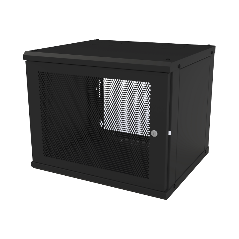 Gabinete de Pared Fijo, Puerta Perforada, con Rack de 19in, 9 Unidades de Rack