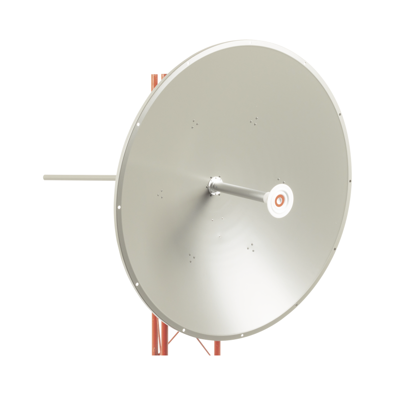 Antena altamente direccional / Distancia de hasta 100 km / Ganancia de 36 dBi / 4.9 - 6.5 GHz / Conectores N-Hembra / incluye montaje para torre y montaje estabilizador para fuertes vientos.  