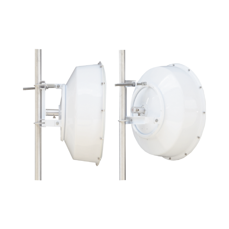 Antena direccional de alta resistencia, Ganancia 30 dBi, (4.9 -6.4 GHz), Plato hondo para mayor inmunidad al ruido, Conectores