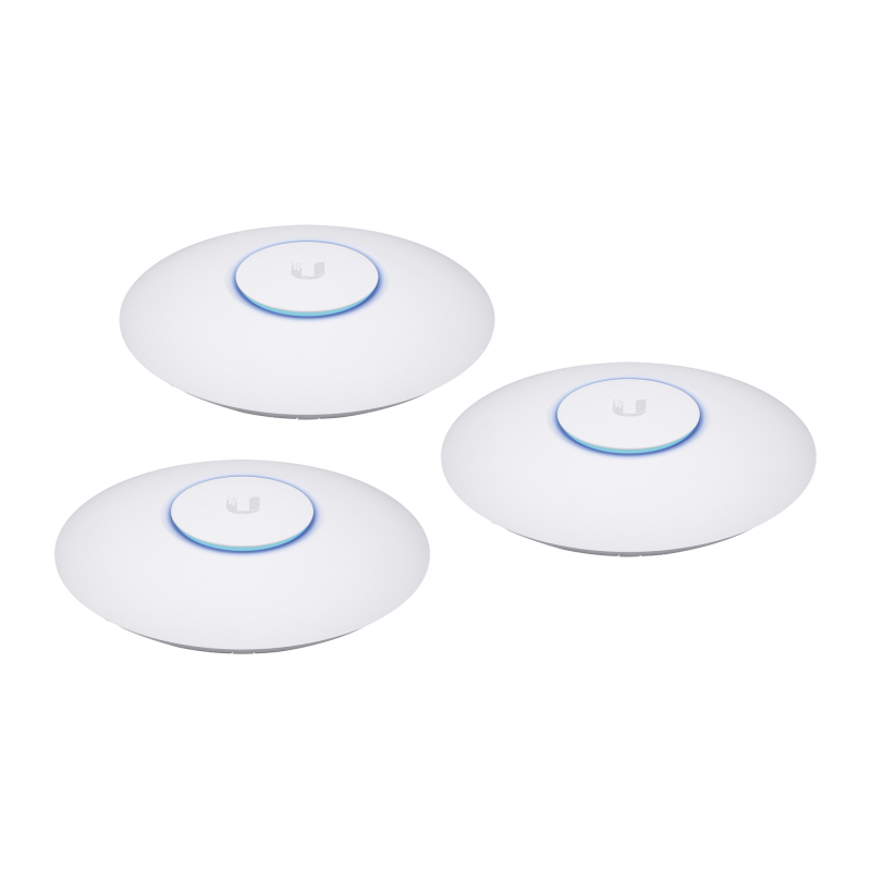 Paquete de 3 Access Point UniFi 802.11ac Wave 2, MU-MIMO4X4 con antena Beamforming, hasta 1.7 Gbps, para interior PoE 802.3af, soporta 200 clientes, No incluyen PoE&acute;s